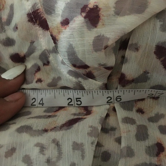 Asos Design Shirt Womens Sz L Beige Leopard Print Chiffon Sheer Tunic Top - Picture 8 of 9